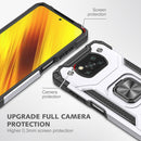For Xiaomi Poco X3 Magnetic Armor Shockproof TPU + PC Case with Metal Ring Holder(Silver)