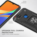For Xiaomi Redmi 9C Magnetic Armor Shockproof TPU + PC Case with Metal Ring Holder(Black)