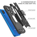 For Xiaomi Redmi 9C Magnetic Armor Shockproof TPU + PC Case with Metal Ring Holder(Black)