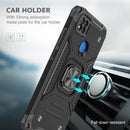 For Xiaomi Redmi 9C Magnetic Armor Shockproof TPU + PC Case with Metal Ring Holder(Black)
