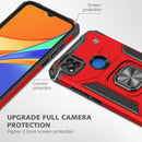 For Xiaomi Redmi 9C Magnetic Armor Shockproof TPU + PC Case with Metal Ring Holder(Red)