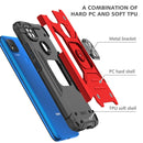 For Xiaomi Redmi 9C Magnetic Armor Shockproof TPU + PC Case with Metal Ring Holder(Red)