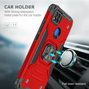 For Xiaomi Redmi 9C Magnetic Armor Shockproof TPU + PC Case with Metal Ring Holder(Red)