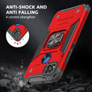 For Xiaomi Redmi 9C Magnetic Armor Shockproof TPU + PC Case with Metal Ring Holder(Red)