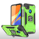 For Xiaomi Redmi 9C Magnetic Armor Shockproof TPU + PC Case with Metal Ring Holder(Green)