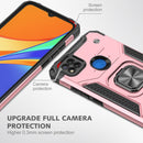 For Xiaomi Redmi 9C Magnetic Armor Shockproof TPU + PC Case with Metal Ring Holder(Rose Gold)