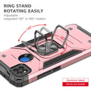 For Xiaomi Redmi 9C Magnetic Armor Shockproof TPU + PC Case with Metal Ring Holder(Rose Gold)