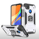 For Xiaomi Redmi 9C Magnetic Armor Shockproof TPU + PC Case with Metal Ring Holder(Silver)