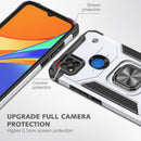 For Xiaomi Redmi 9C Magnetic Armor Shockproof TPU + PC Case with Metal Ring Holder(Silver)