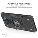 For Xiaomi Redmi Note 9 Magnetic Armor Shockproof TPU + PC Case with Metal Ring Holder(Black)