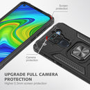 For Xiaomi Redmi Note 9 Magnetic Armor Shockproof TPU + PC Case with Metal Ring Holder(Black)