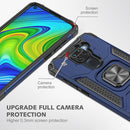 For Xiaomi Redmi Note 9 Magnetic Armor Shockproof TPU + PC Case with Metal Ring Holder(Blue)