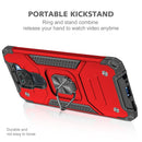 For Xiaomi Redmi Note 9 Magnetic Armor Shockproof TPU + PC Case with Metal Ring Holder(Red)