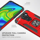 For Xiaomi Redmi Note 9 Magnetic Armor Shockproof TPU + PC Case with Metal Ring Holder(Red)
