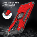For Xiaomi Redmi Note 9 Magnetic Armor Shockproof TPU + PC Case with Metal Ring Holder(Red)