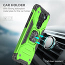 For Xiaomi Redmi Note 9 Magnetic Armor Shockproof TPU + PC Case with Metal Ring Holder(Green)