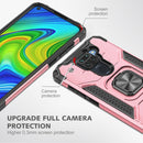 For Xiaomi Redmi Note 9 Magnetic Armor Shockproof TPU + PC Case with Metal Ring Holder(Rose Gold)