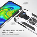 For Xiaomi Redmi Note 9 Magnetic Armor Shockproof TPU + PC Case with Metal Ring Holder(Silver)