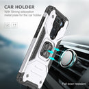 For Xiaomi Redmi Note 9 Magnetic Armor Shockproof TPU + PC Case with Metal Ring Holder(Silver)