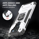 For Xiaomi Redmi Note 9 Magnetic Armor Shockproof TPU + PC Case with Metal Ring Holder(Silver)