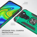 For Xiaomi Redmi Note 9 Magnetic Armor Shockproof TPU + PC Case with Metal Ring Holder(Dark Green)