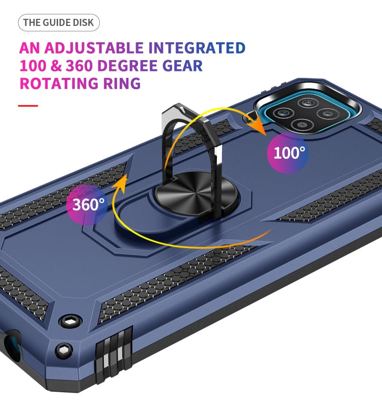 For Samsung Galaxy A12 5G Shockproof TPU + PC Protective Case with 360 Degree Rotating Holder(Blue)