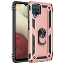 For Samsung Galaxy A12 5G Shockproof TPU + PC Protective Case with 360 Degree Rotating Holder(Rose Gold)