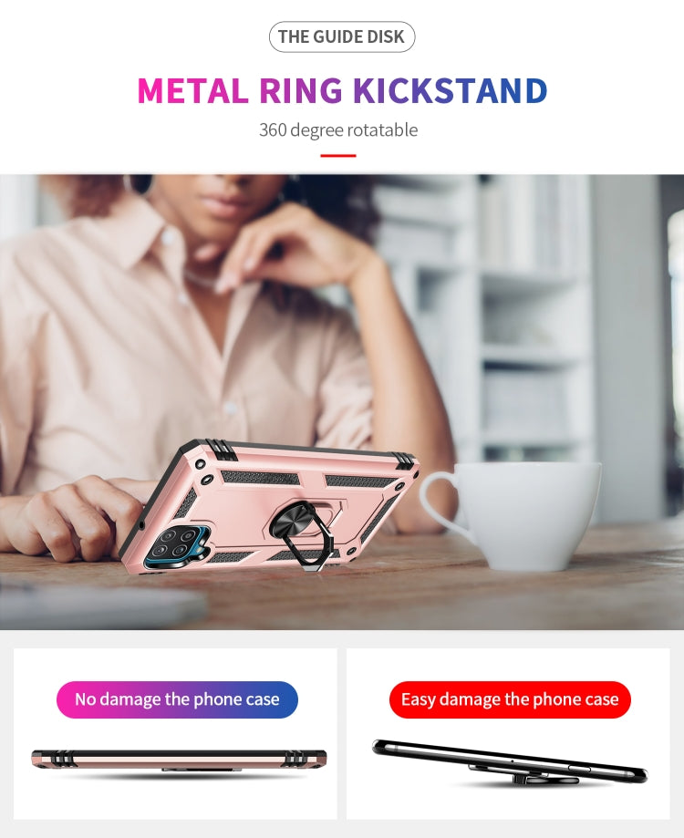 For Samsung Galaxy A12 5G Shockproof TPU + PC Protective Case with 360 Degree Rotating Holder(Rose Gold)