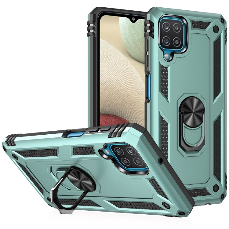 For Samsung Galaxy A12 5G Shockproof TPU + PC Protective Case with 360 Degree Rotating Holder(Dark Green)