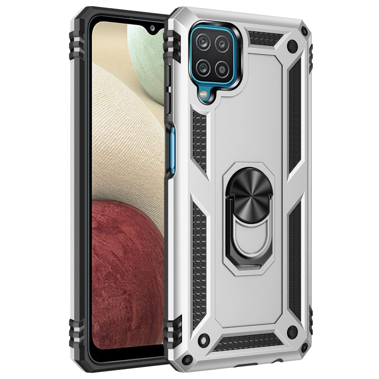 For Samsung Galaxy A12 5G Shockproof TPU + PC Protective Case with 360 Degree Rotating Holder(Silver)