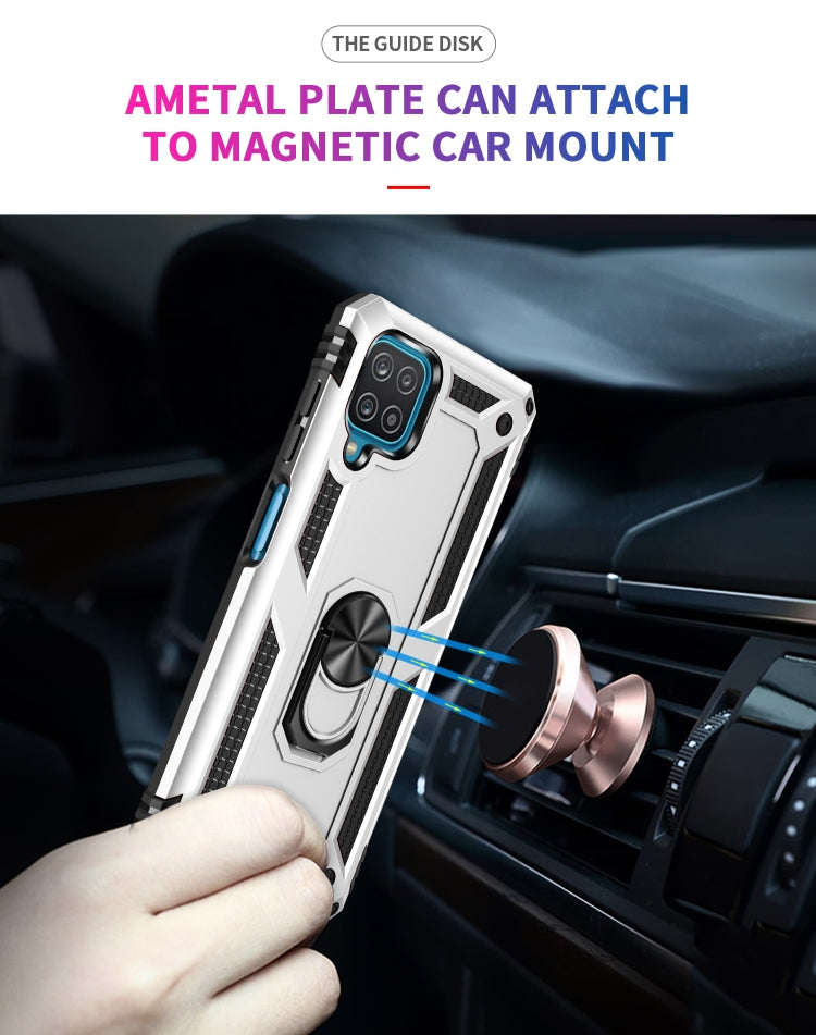 For Samsung Galaxy A12 5G Shockproof TPU + PC Protective Case with 360 Degree Rotating Holder(Silver)