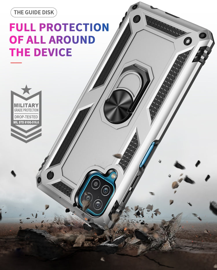 For Samsung Galaxy A12 5G Shockproof TPU + PC Protective Case with 360 Degree Rotating Holder(Silver)