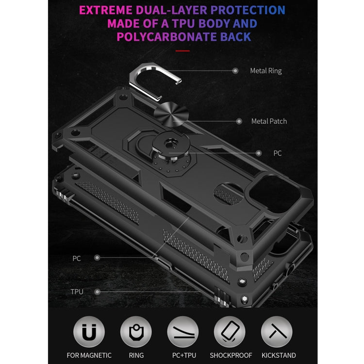 For Motorola Moto G9 Power Shockproof TPU + PC Protective Case with 360 Degree Rotating Holder(Black)