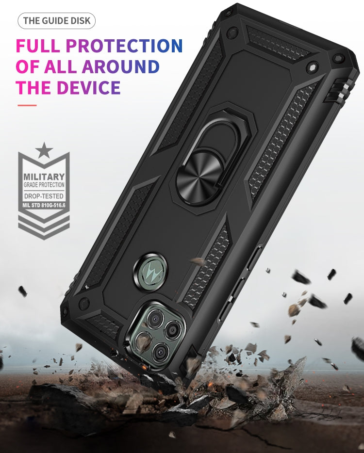 For Motorola Moto G9 Power Shockproof TPU + PC Protective Case with 360 Degree Rotating Holder(Black)
