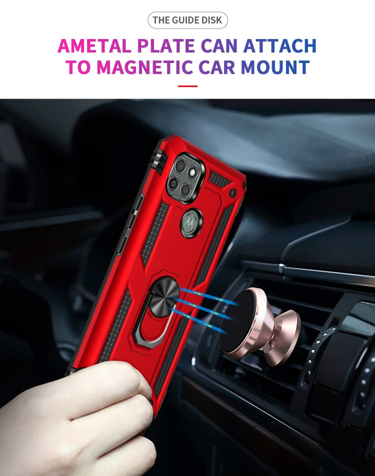 For Motorola Moto G9 Power Shockproof TPU + PC Protective Case with 360 Degree Rotating Holder(Red)