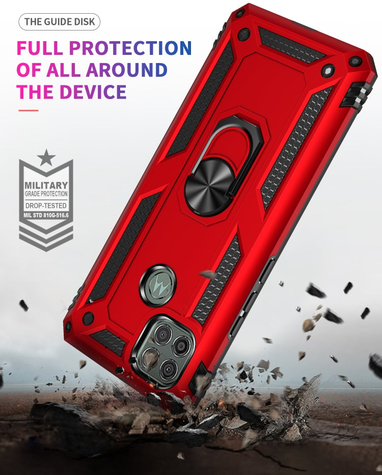 For Motorola Moto G9 Power Shockproof TPU + PC Protective Case with 360 Degree Rotating Holder(Red)