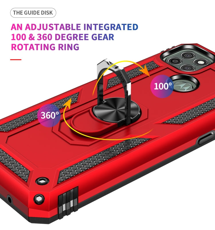 For Motorola Moto G9 Power Shockproof TPU + PC Protective Case with 360 Degree Rotating Holder(Red)