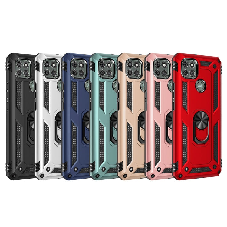 For Motorola Moto G9 Power Shockproof TPU + PC Protective Case with 360 Degree Rotating Holder(Blue)