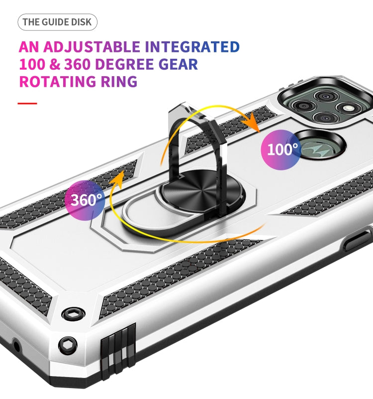 For Motorola Moto G9 Power Shockproof TPU + PC Protective Case with 360 Degree Rotating Holder(Silver)