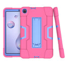 For Samsung Galaxy Tab A 8.4 (2020) T307 Contrast Color Robot Shockproof Silicon + PC Protective Case with Holder(Rose Red + Blue)