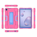For Samsung Galaxy Tab A 8.4 (2020) T307 Contrast Color Robot Shockproof Silicon + PC Protective Case with Holder(Rose Red + Blue)