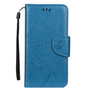 For iPhone 11 Butterfly Flower Pattern Horizontal Flip Leather Case with Holder & Card Slots & Wallet(Blue)