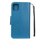For iPhone 11 Butterfly Flower Pattern Horizontal Flip Leather Case with Holder & Card Slots & Wallet(Blue)