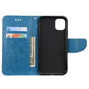 For iPhone 11 Butterfly Flower Pattern Horizontal Flip Leather Case with Holder & Card Slots & Wallet(Blue)