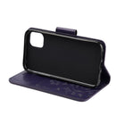 For iPhone 11 Butterfly Flower Pattern Horizontal Flip Leather Case with Holder & Card Slots & Wallet(Deep Purple)