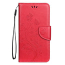 For iPhone 11 Butterfly Flower Pattern Horizontal Flip Leather Case with Holder & Card Slots & Wallet(Red)