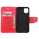 For iPhone 11 Butterfly Flower Pattern Horizontal Flip Leather Case with Holder & Card Slots & Wallet(Red)
