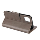 For iPhone 11 Butterfly Flower Pattern Horizontal Flip Leather Case with Holder & Card Slots & Wallet(Grey)