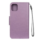 For iPhone 11 Butterfly Flower Pattern Horizontal Flip Leather Case with Holder & Card Slots & Wallet(Light Purple)