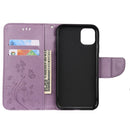 For iPhone 11 Butterfly Flower Pattern Horizontal Flip Leather Case with Holder & Card Slots & Wallet(Light Purple)